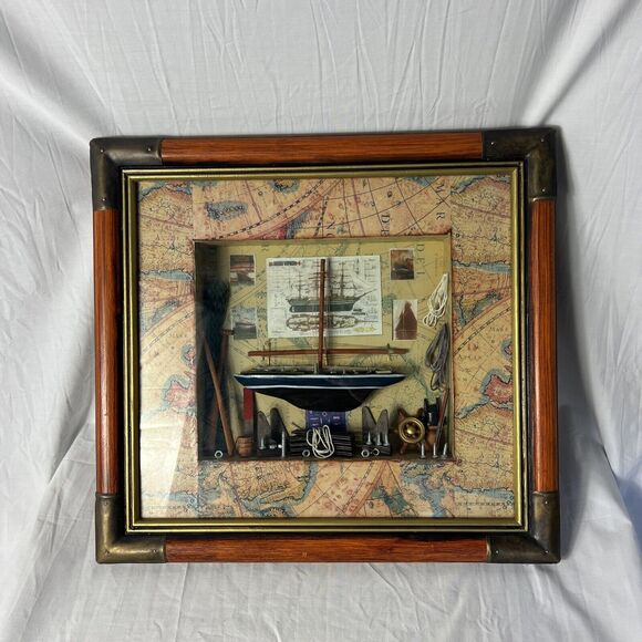 Americo Vespucci Nautical Sailing Ship Sailboat Shadow Box 18" - Picture 2 of 7